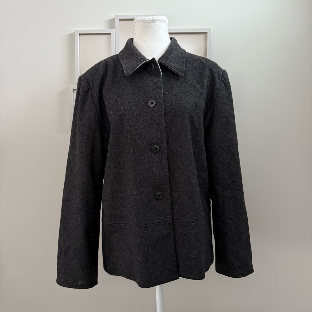 Simons | vintage women's petite small-med Charcoal blazer jacket wool blend